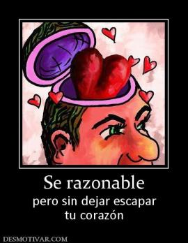 Se razonable pero sin dejar escapar tu corazón
