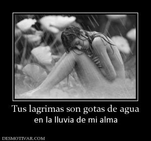 Tus lagrimas son gotas de agua en la lluvia de mi alma