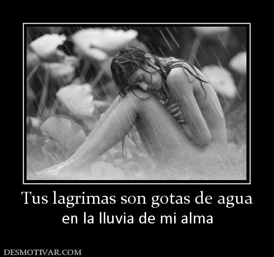 Tus lagrimas son gotas de agua en la lluvia de mi alma