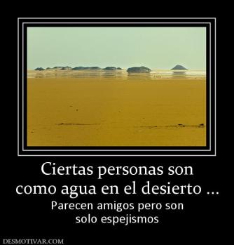 Ciertas personas son como agua en el desierto ... Parecen amigos pero son solo espejismos