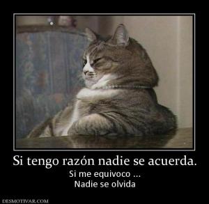 Si tengo razón nadie se acuerda. Si me equivoco ... Nadie se olvida
