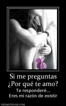 Si me preguntas ¿Por qué te amo? Te responderé... Eres mi razón de existir