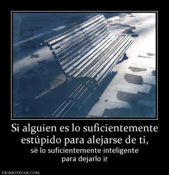 Si alguien es lo suficientemente estúpido para alejarse de ti, sé lo suficientemente inteligente para dejarlo ir