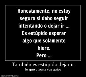 También es estúpido dejar ir lo que alguna vez quise