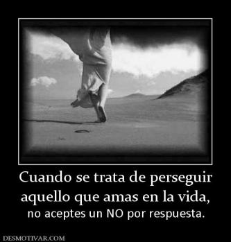 Cuando se trata de perseguir aquello que amas en la vida,  no aceptes un NO por respuesta.
