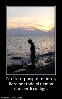 No lloro porque te perdí, lloro por todo el tiempo que perdí contigo.