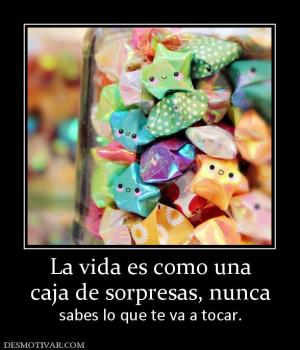 La vida es como una caja de sorpresas, nunca sabes lo que te va a tocar.