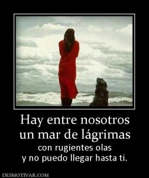 Hay entre nosotros un mar de lágrimas con rugientes olas y no puedo llegar hasta ti.