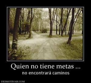 Quien no tiene metas ... no encontrará caminos