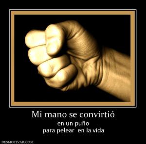 Mi mano se convirtió en un puño para pelear  en la vida