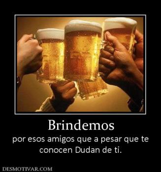 Brindemos por esos amigos que a pesar que te conocen Dudan de ti.