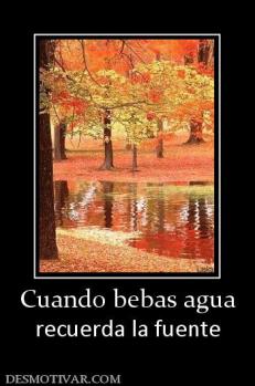 Cuando bebas agua recuerda la fuente