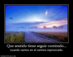 Que sentido tiene seguir corriendo... cuando vamos en el camino equivocado.