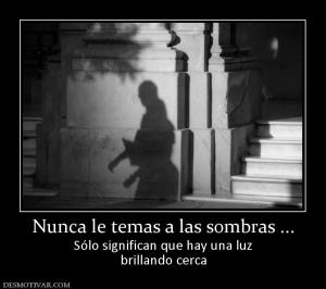 Nunca le temas a las sombras ... Sólo significan que hay una luz brillando cerca