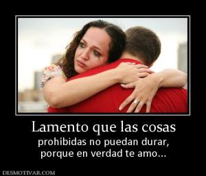 Lamento que las cosas prohíbidas no puedan durar, porque en verdad te amo...