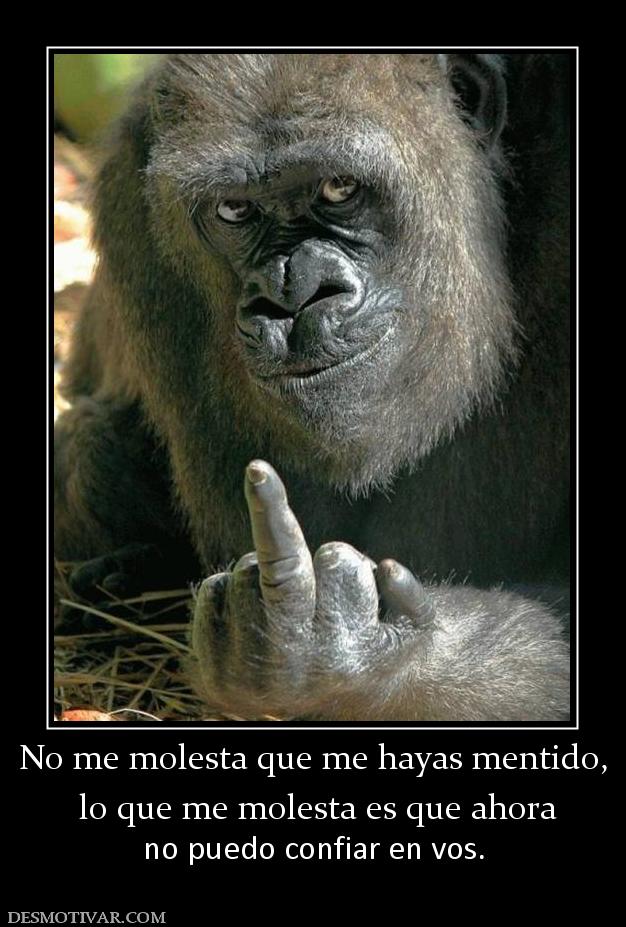 No me molesta que me hayas mentido,  lo que me molesta es que ahora  no puedo confiar en vos.