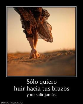 Sólo quiero huir hacia tus brazos y no salir jamás.
