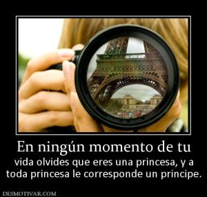 En ningún momento de tu vida olvides que eres una princesa, y a toda princesa le corresponde un principe.
