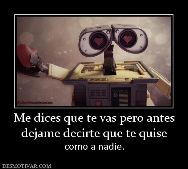 Me dices que te vas pero antes dejame decirte que te quise  como a nadie.