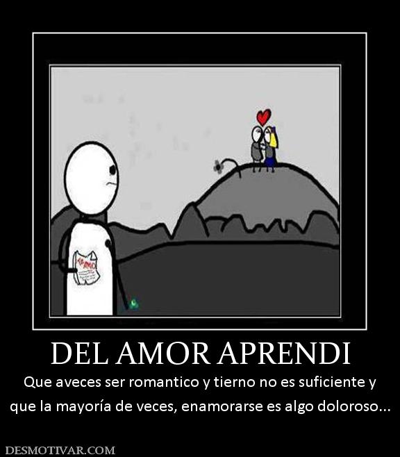 DEL AMOR APRENDI Que aveces ser romantico y tierno no es suficiente y que la mayoría de veces, enamorarse es algo doloroso...
