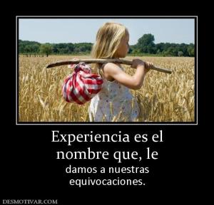 Experiencia es el nombre que, le damos a nuestras equivocaciones.