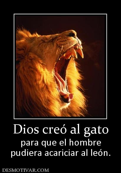 Dios creó al gato para que el hombre pudiera acariciar al león.