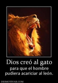 Dios creó al gato para que el hombre pudiera acariciar al león.