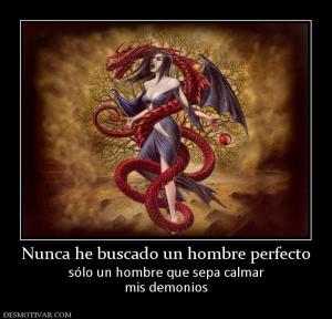Nunca he buscado un hombre perfecto sólo un hombre que sepa calmar mis demonios