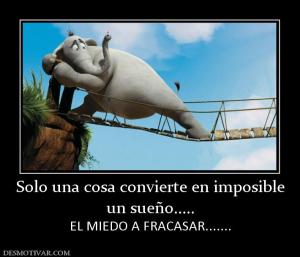 Solo una cosa convierte en imposible un sueño..... EL MIEDO A FRACASAR.......