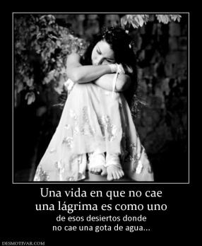 Una vida en que no cae una lágrima es como uno de esos desiertos donde no cae una gota de agua...
