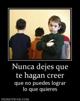 Nunca dejes que te hagan creer  que no puedes lograr lo que quieres