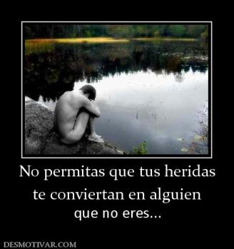 No permitas que tus heridas te conviertan en alguien  que no eres...