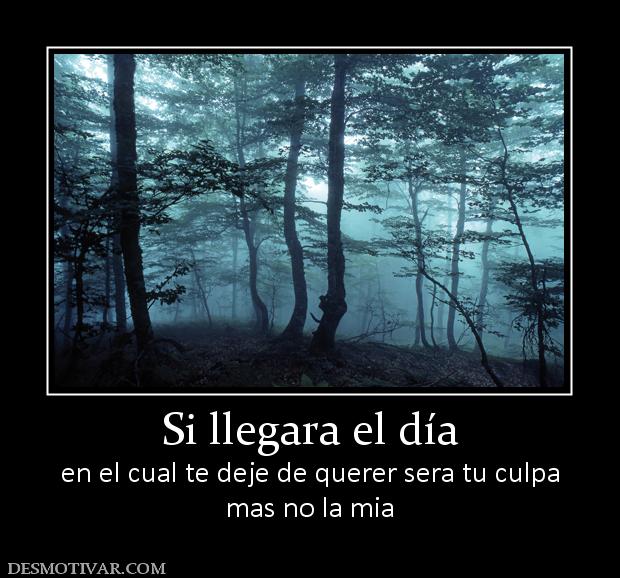Si llegara el día en el cual te deje de querer sera tu culpa mas no la mia