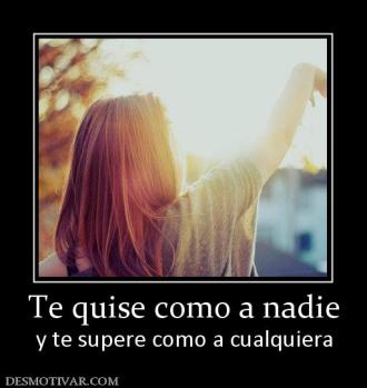 Te quise como a nadie y te supere como a cualquiera
